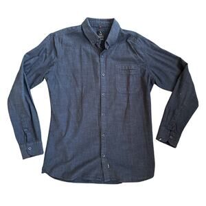 Lost Men's Button Up Cotton Shirt in Navy Blue Size Medium